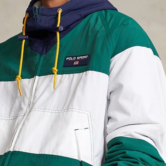 Polo Sport Fleece-lined Jacket In White/cruise Nvy/forest (size Sm) - Picture 3 of 7